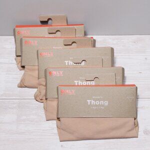 5 Pairs Old Navy Womens Cotton Thongs Nude Beige Panties 3X
